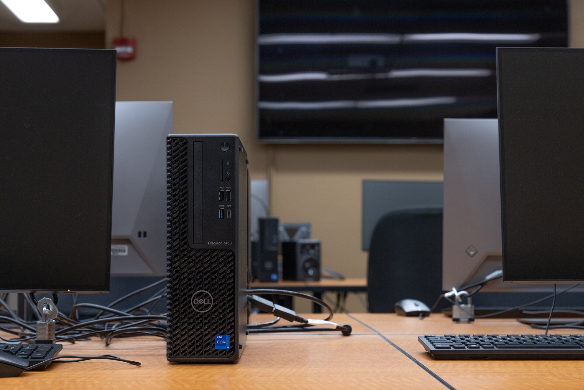 A close-up of a computer tower.